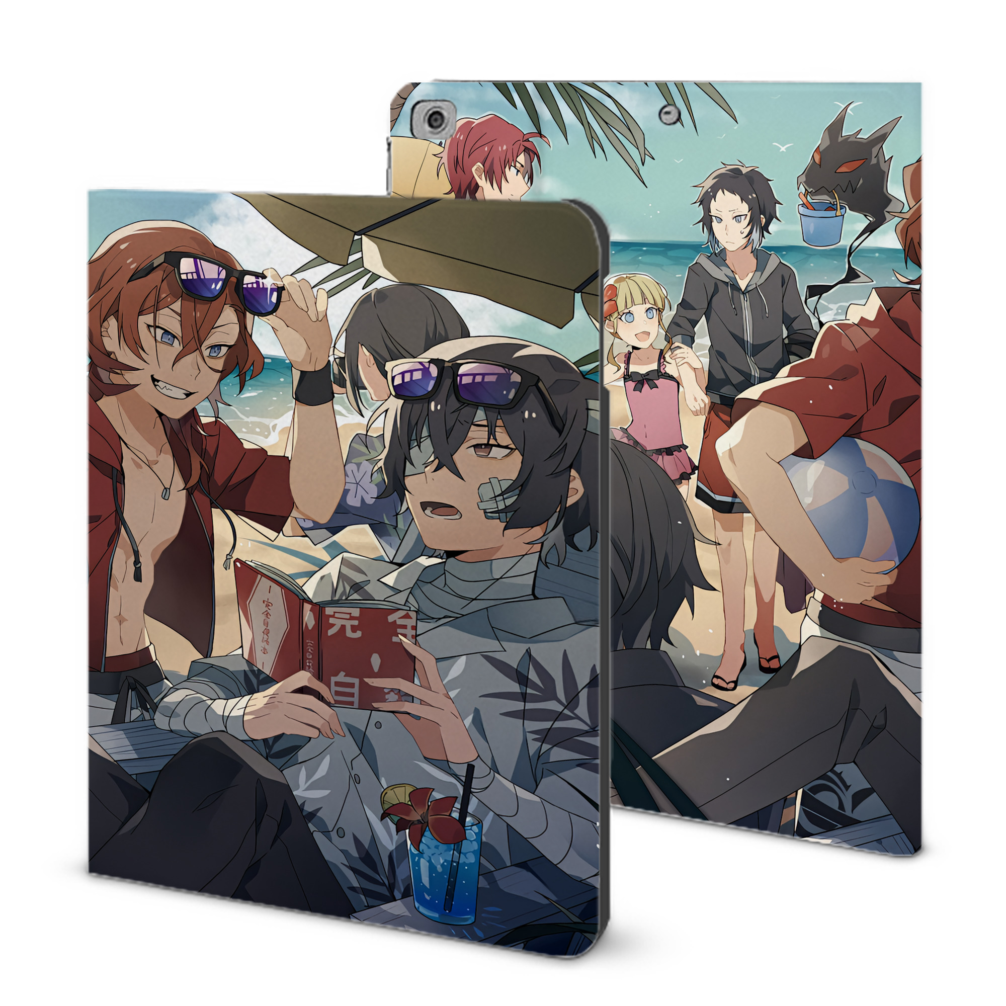 （画像用） 文豪ストレイドッグス Bungo Stray Dogs IPad ケース ブック型 PUレザー TPU 耐衝撃 軽量 薄型 ペン収納なし 全面保護 IPad 各モデル対応